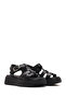Women's Black Buckle Thick Soled Genuine Leather Comfort Sandals 25Sfd343018 - 3