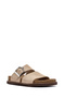 Women's Beige Buckle Suede Leather Slippers 25Sfd 306010 - 7