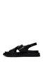 Women's Black Strappy Genuine Leather Comfort Sandals 25Sfd300118 - 2