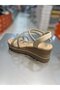 Feta Wedge Heeled Stylish Stone Women's Sandals - 4