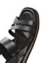 Women's Black Ankle Buckle Genuine Leather Sandals 25Sfd361818 - 8