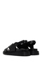Women's Black Strappy Genuine Leather Comfort Sandals 25Sfd300118 - 6
