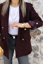 Plum Sleeve Layered Gold Buttoned Blazer - 3