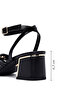 Women's Black Ankle Buckle Short Thick Heeled Shoes Sandals 25Sfe481418 - 2
