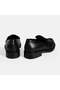 Women's Black Leather Loafer with Metal Buckle Detail - 8
