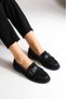 Premium Masculine: Gold Buckled Black & Brown Patent Leather and Suede Textured Women's Loafers Collection