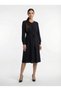 Apsen Women's Black Long Sleeve Transitional Midi Length Plus Size Dress 4409-110 - 5