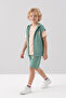 Crew Neck Boys' Vest T-Shirt and Shorts Three-Piece Set - 3