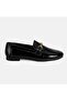Women's Black Crocodile Printed Leather Loafer with Buckle Detail - 2
