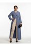 Blue Quality Crepe Jacket with Collar on the Front, Single Buckle Model New Season