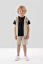 Crew Neck Boys' Vest T-Shirt and Shorts Three-Piece Set