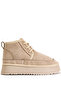 Women's Beige Suede Comfortable Fit Lace-Up Furry Suede Boots - 2