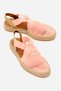 Powder Colored Women's Sandals - Closed Front, Cross Stripe, Straw Knitwear - 3