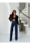 Navy Blue High Waist Wide Leg Stretch/Lycra Palazzo Jeans - 5