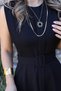 Black Aller Detail Belted Dress - 5