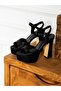 Kriste Bell Double Platform Satin Material Women's Platform Heeled Shoes - 8