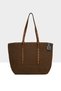 Brown Women's Belt Detailed Tote Straw Bag M000008756