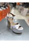Kriste Bell Double Platform Satin Material Women's Platform Heeled Shoes - 8