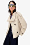 Bsk Model Mock Neck Lined Women's Trench Coat Jacket Trench with Back Windbreaker Detail - 3