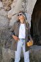 Khaki Leopard Lined Shawl Collar Blazer