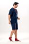 Short Sleeve Shile Cloth Crew Neck Ethnic Men's Summer T-Shirt Navy Blue Lcvt - 4