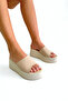 Beige Print Wedge Heel Women's Slippers V4216