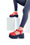 Red Suede Thick Sole Women's Sandals P9025 - 4