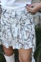 Beige patterned mini chiffon ruffle skirt