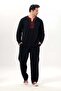Long Sleeve Sile Cloth Crew Neck Ethnic Men's Summer T-shirt Black Black