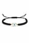 Pearl Color Enameled Little Gold Heart Black Flush Rope Design Macrame Bracelet - 2