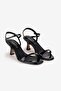 Black Patent Leather Single Strap Heeled Evening Dress Shoes - 2