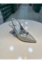 Serrace Silvery Material Open Back Women's Heeled Shoes - 3