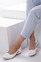 Genuine Leather White Women's Leather Ballerinas Trc-4000