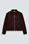 Burgundy Relaxed Fit Zippered Men's Coat - 8