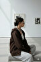Women's Brown Winter Zippered Hooded Jacket - 4