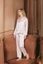 Silky Satin Women's Pajama Set Plain Pattern Piped Pajama Bridal Set - 6