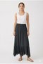 Anthracite Italian Elastic Waist Skirt with Fringed Hem, Straight Cut, Lined Silk Skirt, Size 36 - 40