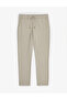 Khaki Slim Fit Seersucker Summer Canvas Trousers 50305235-Vr027 - 5