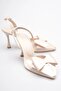 Woman's beige bow satin high heeled shoe tr40ms01b - 6