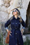 Navy Long Belted Pocketed Jean Dress - 3