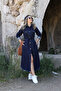 Navy Long Belted Pocketed Jean Dress - 2
