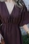 Brown Balloon Sleeve Muslin Dress - 5