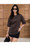 Brown Modal Fabric Lace Detailed Soft Loose Cut Women's Blouse 0086