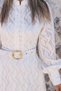Ecru Gold Belt Detail Pocketed Long Dress - 5