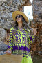Purple-Neon Green Buttoned Sleeve Detail Dress - 8