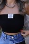 Black letter detail strapless blouse