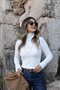 White turtleneck standard size pullover with drop sleeves