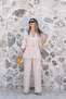 Beige Button-Down Blazer Suit - 2