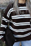 Brown Standard Size Crew Neck Striped Sweater - 3