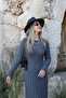 Gray standard size knitted dress with ties - 3